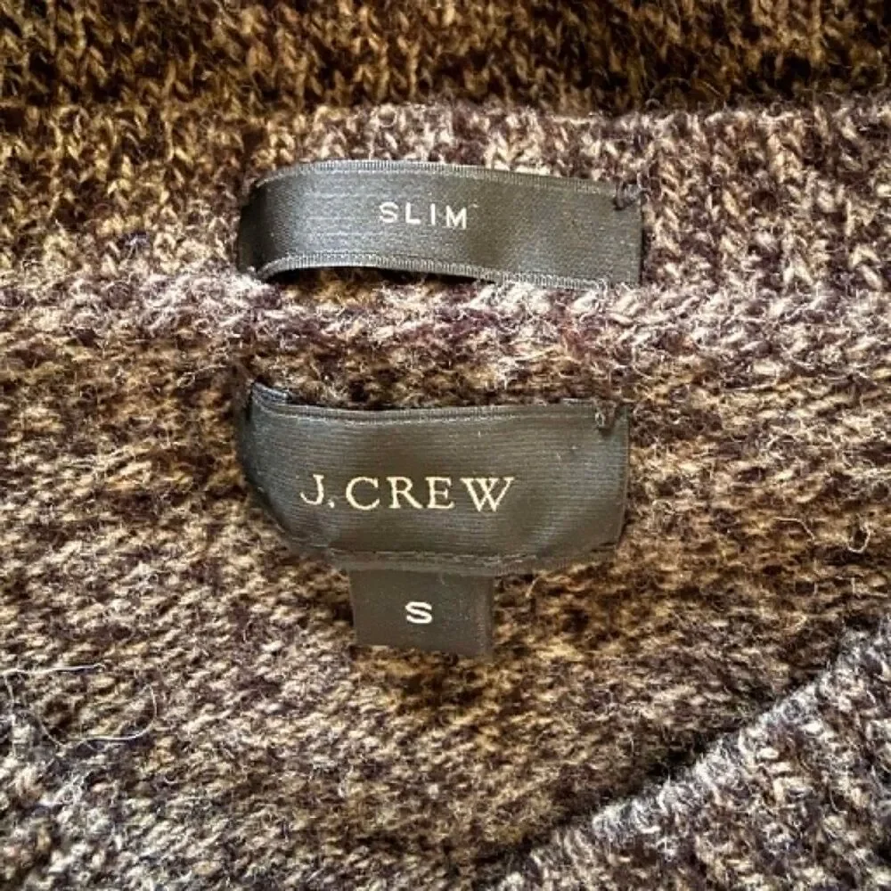 J.Crew Charcoal Gray Marled Knit V Neck Slim Fit Pullover Wool Sweater Top Sz S